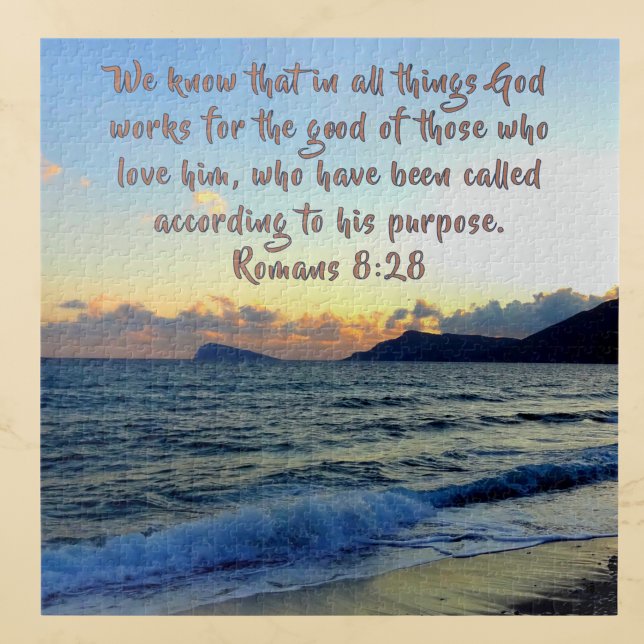Quebra-cabeça Romans 8:28 Soothing Bible Verse And Beach  (Criador carregado)