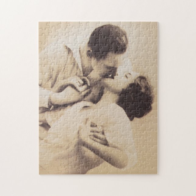 Quebra-cabeça Romantic Love Couple Kissing vintage illustration (Vertical)