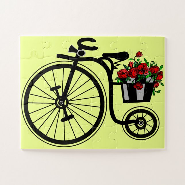 Quebra-cabeça Romântica com Flores de Bicicleta (Horizontal)