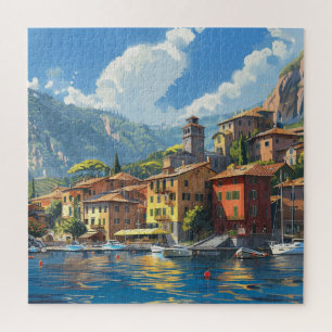 Quebra-cabeça Romântica Lakeside Cidade Italiana