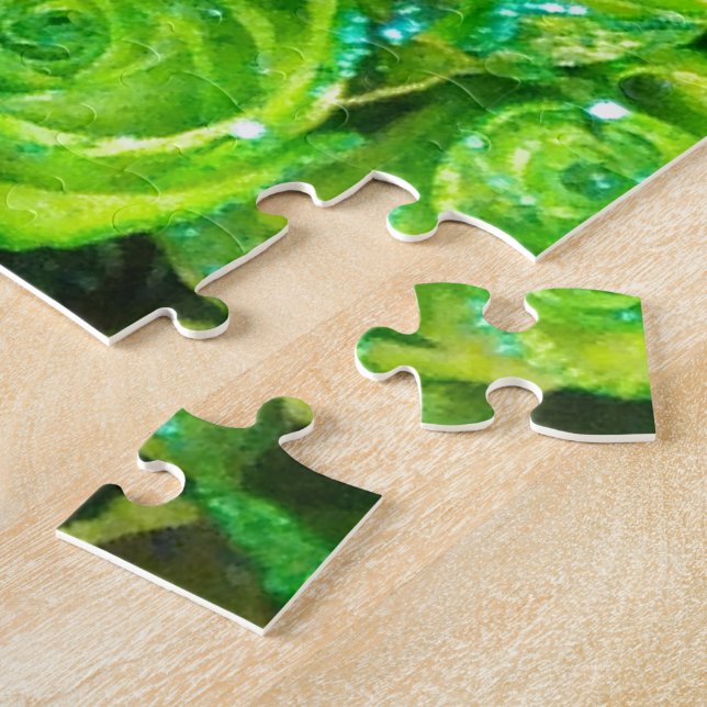 Quebra-cabeça Romântica Namorados Verde Rosas Luminosas (Lateral)