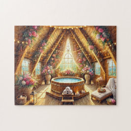 Quebra-cabeça Romântico Retiro de Spa Loft com Jacuzzi e Luzes d