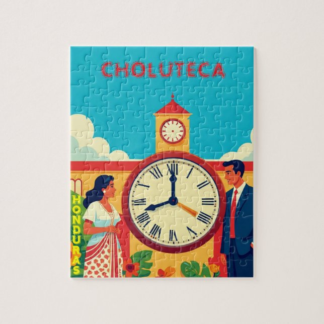 Quebra-cabeça  ROMPECABEZASHonduras CHOLUTECA RELOJ Retro poster (Vertical)