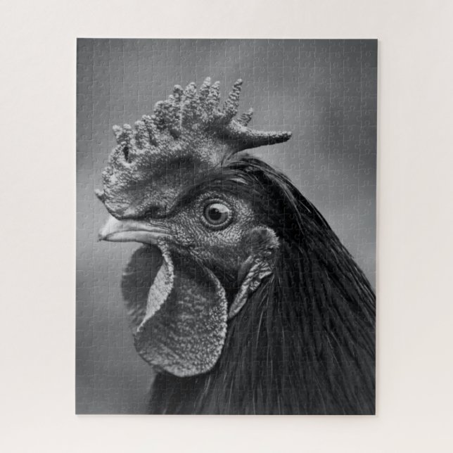 Quebra-cabeça Rooster Preto e Branco (Vertical)