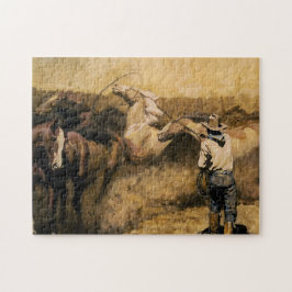 Quebra-cabeça “Roping Palomino” Arte Ocidental por Maynard Dixon