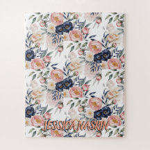 Rosa Azul Naval Pastel Suave Floral