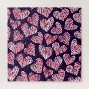 Quebra-cabeça Rosa coração: padrão uniforme de aquarela.