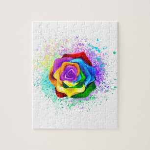 Quebra-cabeça Rosa de arco-íris colorido