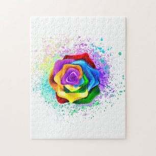 Quebra-cabeça Rosa de arco-íris colorido