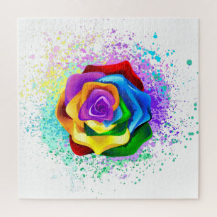 Quebra-cabeça Rosa de arco-íris colorido