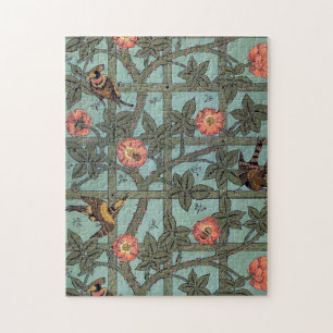 Quebra-cabeça Rosa de subida e pássaro pequeno, William Morris