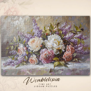 Quebra-cabeça Rosa de Vintage e Buquê Lilac Belas Artes Florais