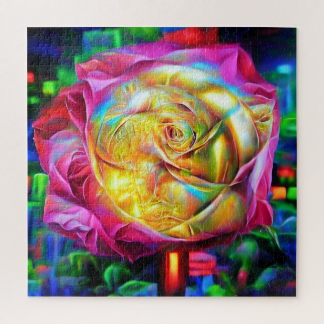 Quebra-cabeça Rosa do Arco-Íris Psicodélico (Vertical)