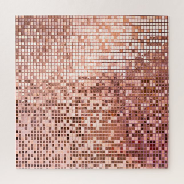 Quebra-cabeça Rosa dourado: azulejos de mosaicos quadrados. (Vertical)