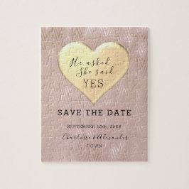 Quebra-cabeça Rosa Dourado Casamento Salvar a Data