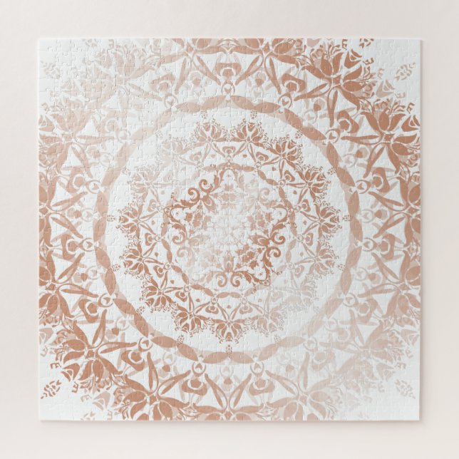 Quebra-cabeça Rosa Dourado White Damask Mandala (Vertical)
