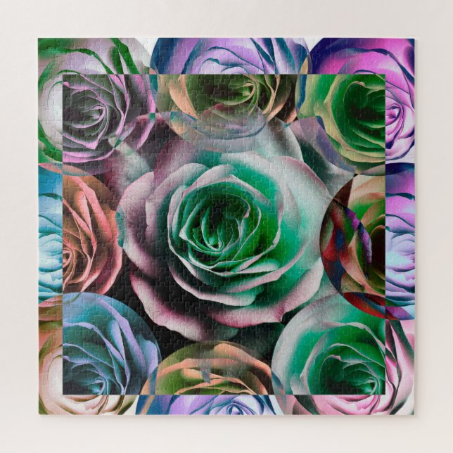 QUEBRA-CABEÇA ROSA ESTILO ARTÍSTICO DE FLOR  (Vertical)