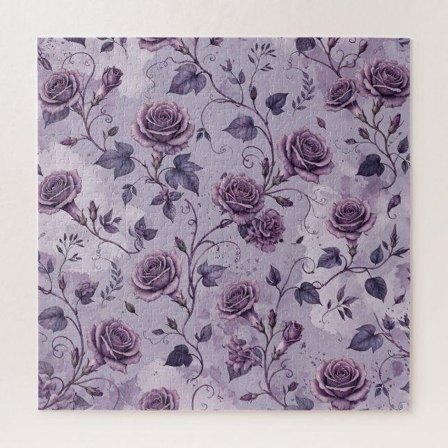 Quebra-cabeça Rosa Lavanda Empoeirada Tons Sonhadores Florais  (Vertical)