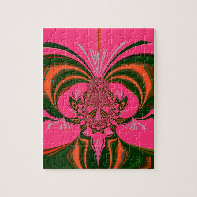 Quebra-cabeça Rosa Quente Vermelho Dourado Verde (Vertical)