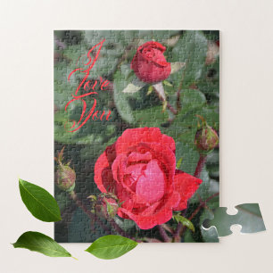 Quebra-cabeça Rosa vermelha e Rosa Buds Floral Fotográfica