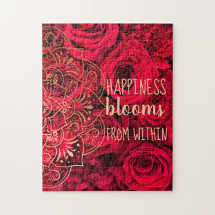Quebra-cabeça Rosa vermelha Felicidade Blooms de dentro da Quebr