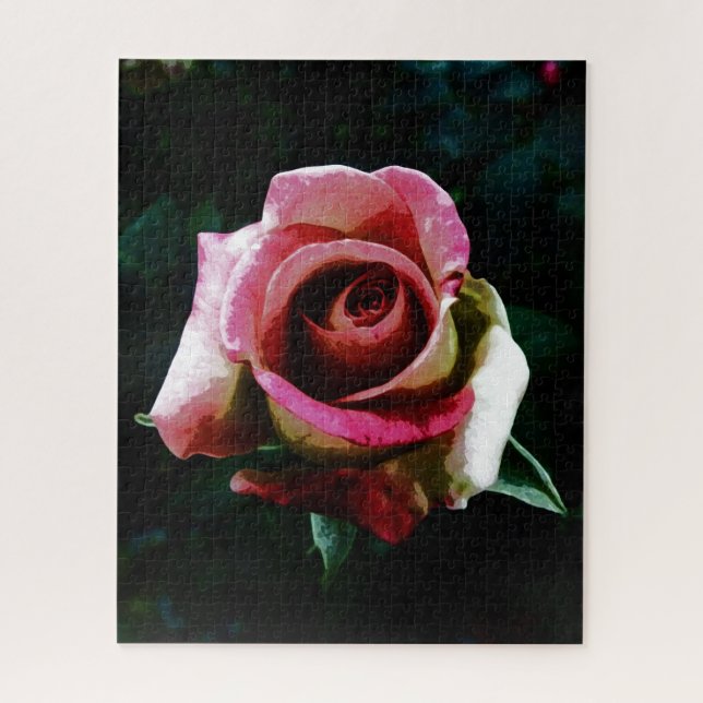 Quebra-cabeça Rosa vermelha pintada com óleo (Vertical)
