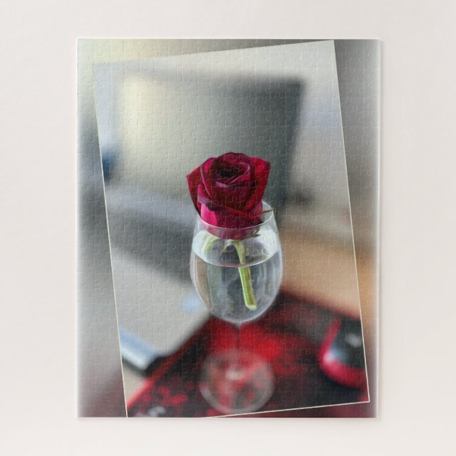 Quebra-cabeça Rosa vermelho escuro (Vertical)