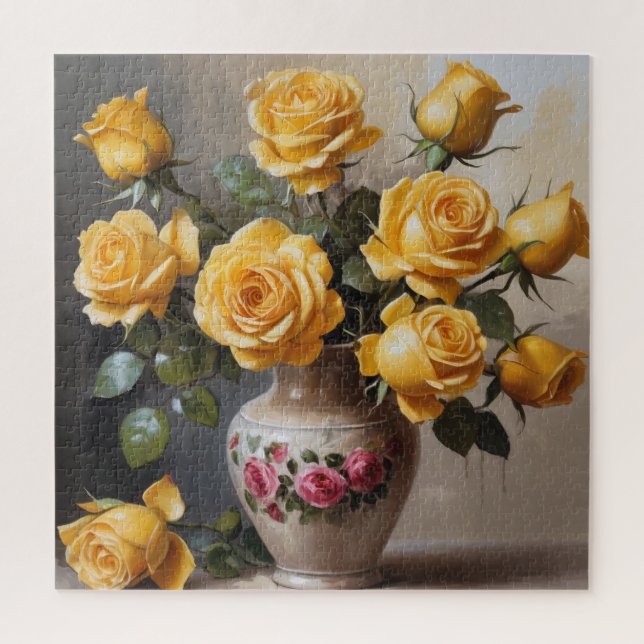 Quebra-cabeça Rosas amarelas no vaso (Vertical)