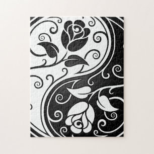 Quebra-cabeça Rosas brancos e pretos de Yin Yang