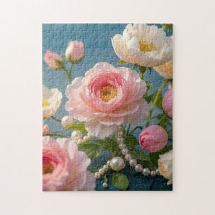 Quebra-cabeça Rosas claro esmagadoras com pérolas