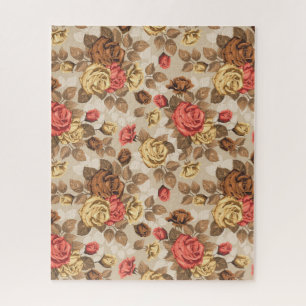 Quebra-cabeça Rosas Coloridas Vermelhas e Amarelas Vintage