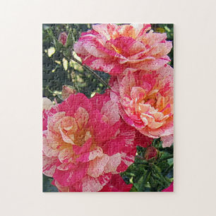 Quebra-cabeça Rosas, cor-de-rosa e branco, de arte plana