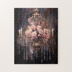 Quebra-cabeça Rosas cor-de-rosa num elegante candelabro