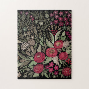 Quebra-cabeça rosas de aquarela em fundo preto, aquarela