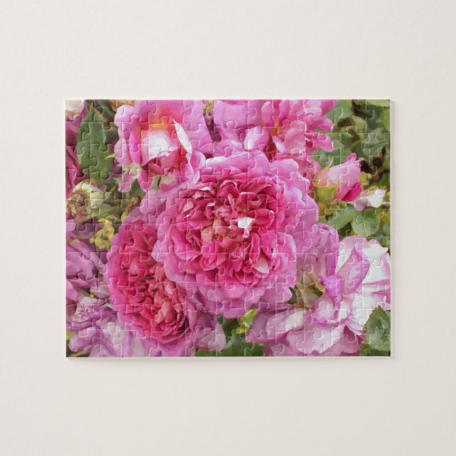 Quebra-cabeça Rosas de Aquarela Rosa (Horizontal)