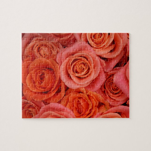 Quebra-cabeça Rosas de chá de laranja-pêssego (Horizontal)