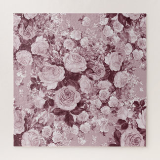 Quebra-cabeça Rosas De Chá: Padrão De Buquê De Aquarela.