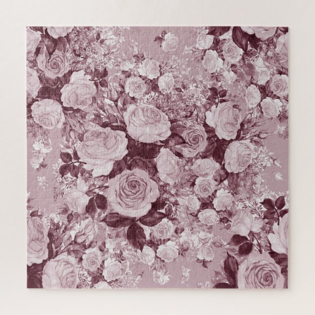 Quebra-cabeça Rosas De Chá: Padrão De Buquê De Aquarela. (Vertical)