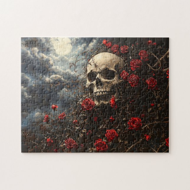 Quebra-cabeça Rosas de crânio e Crimson (Horizontal)