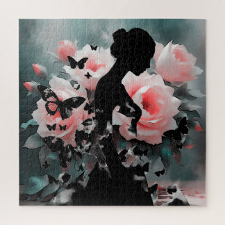 Quebra-cabeça Rosas de Jardim Bailarina & Borboletas Arte Etérea