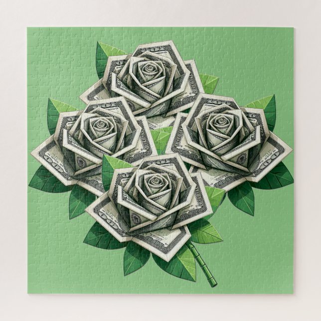 Quebra-cabeça rosas de origami de notas de cem dólares arte mone (Vertical)