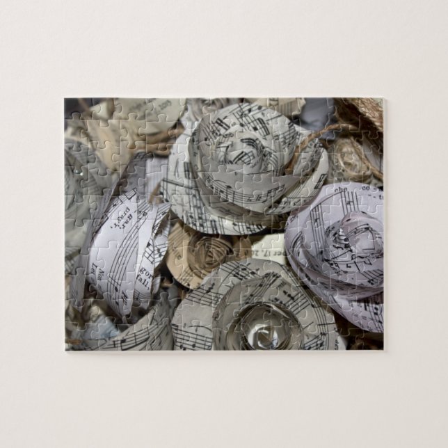 Quebra-cabeça Rosas de papel para manuscrito de música (Horizontal)