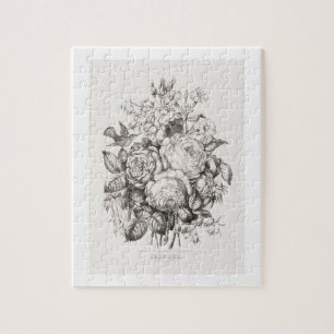 Quebra-cabeça Rosas e campainhas (1870) arte cromolitografada. f
