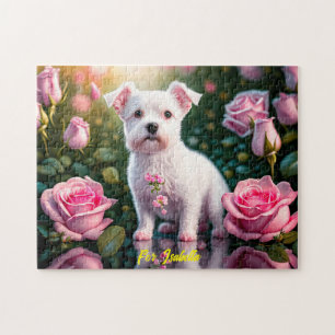 Quebra-cabeça Rosas E Coleção De Cães Pequenos