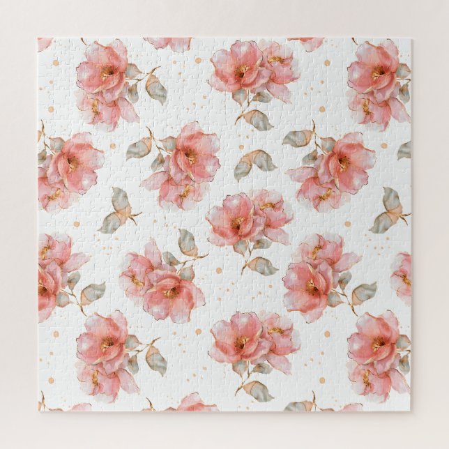 Quebra-cabeça Rosas e Folhas Rosa (Vertical)