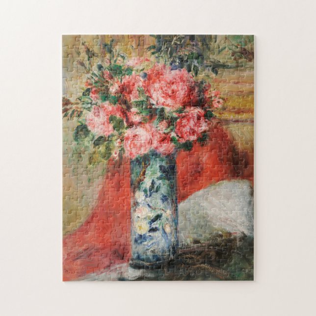 Quebra-cabeça Rosas e peônias em um vaso | Renoir (Vertical)