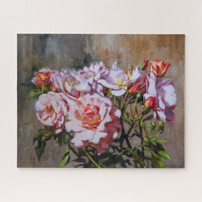 Quebra-cabeça Rosas em Pavlovsk - Pintura a óleo elegante de ros (Horizontal)