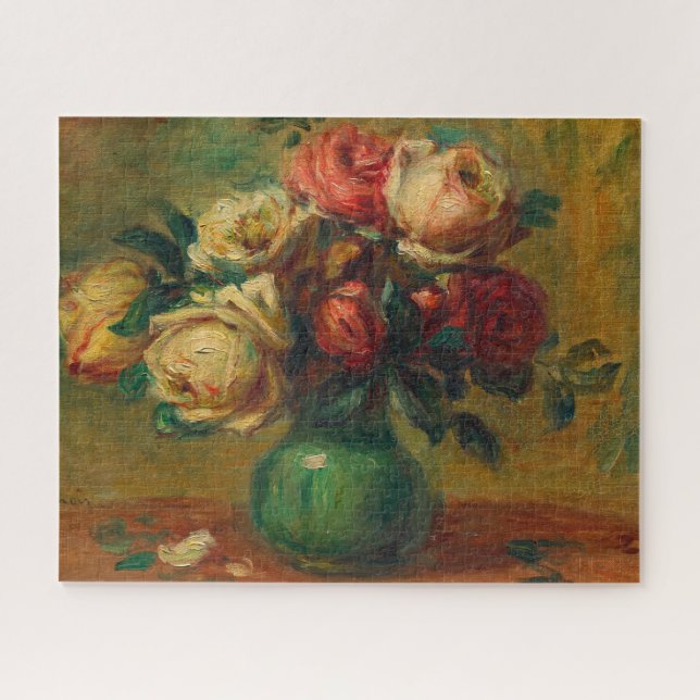 Quebra-cabeça Rosas em um vaso por Pierre-Auguste Renoir (Horizontal)