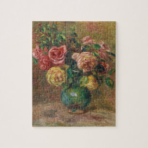 Quebra-cabeça Rosas em um Vaso Verde por Pierre-Auguste Renoir