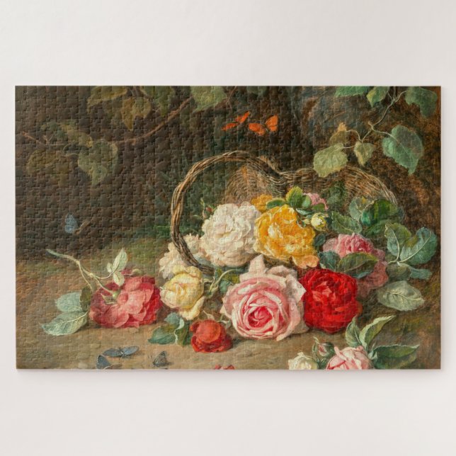 Quebra-cabeça Rosas em uma cesta - Josef Neugebauer (Horizontal)